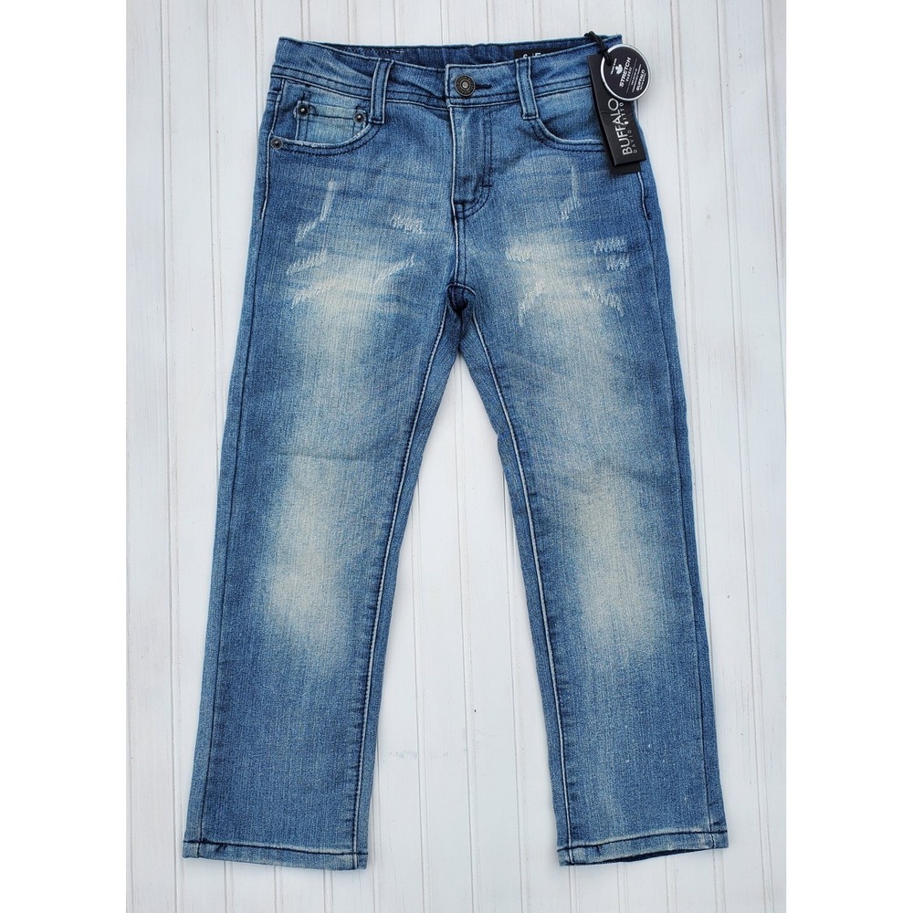 NWT Buffalo David Bitton Evan Slim Straight Size‎ 6 Adjustable Jeans  Blue Boys